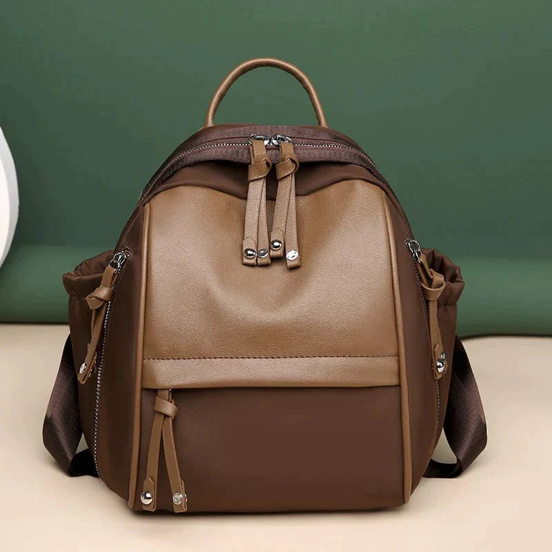 Women's Solid Color Imported Backpack | Genuine Leather
