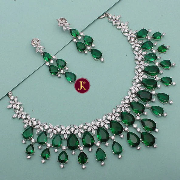 Luxury & Fashionable Green Stone Designer Necklace Set